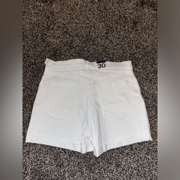 High Rise White Jean Shorts - Picture 3 of 4